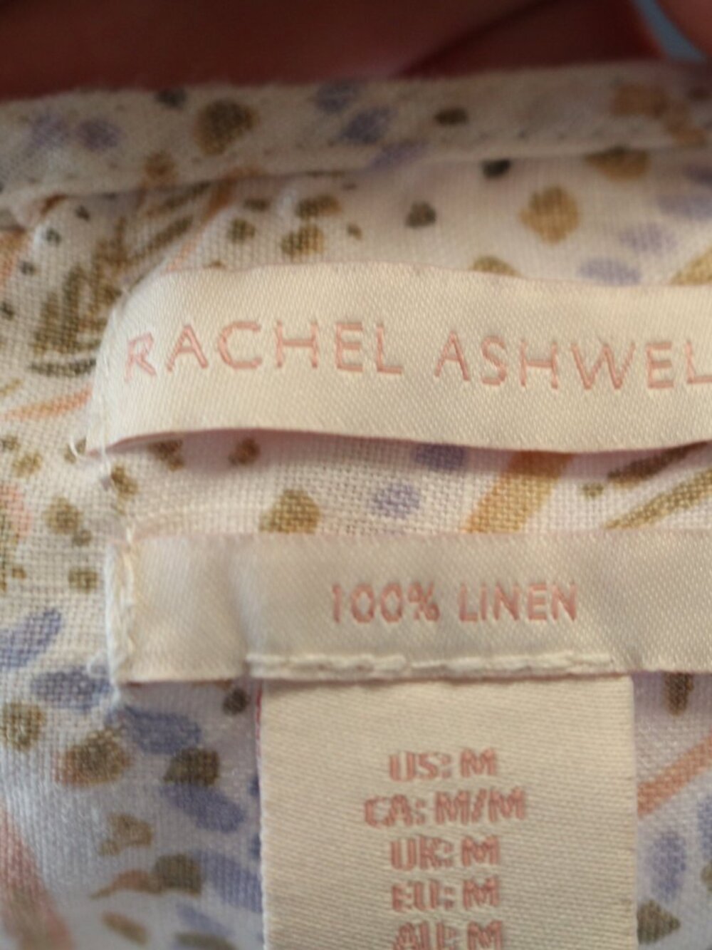 Rachel Ashwell Womens Pastel Paisley Linen Sleeveless Shift Dress Size Medium - Picture 8 of 8